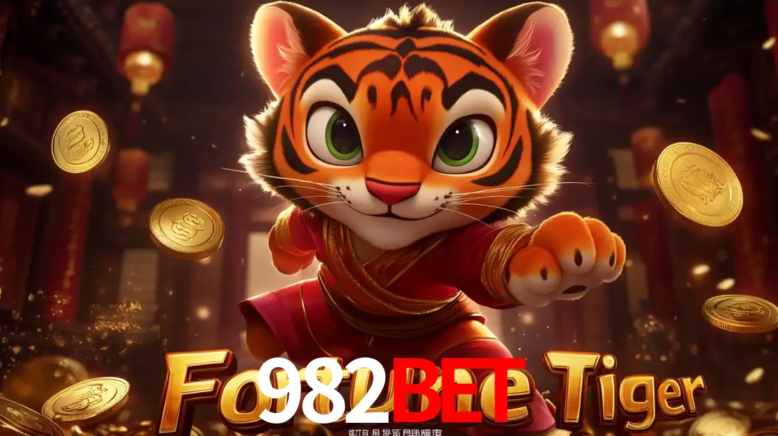 O carismático mascote do jogo de slot Fortune Tiger, um tigre fofo em pose de artes marciais, pronto para trazer sorte e multiplicadores de ganhos no cassino online 982BET.