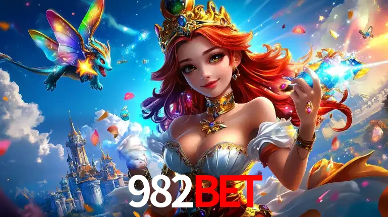 A princesa de um reino de fantasia mágico, com seu pequeno dragão, apresentando um mundo de prêmios encantados nos jogos de caça-níqueis do cassino 982BET.